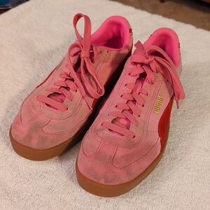 Puma Club II Era Sneakers Womens 8.5 Pink Suede Low Casual Shoes 400440-02